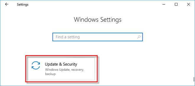 choose Update & Security