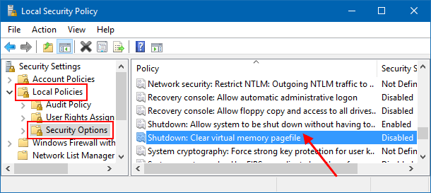 Shutdow: Clear virtual memory pagefile