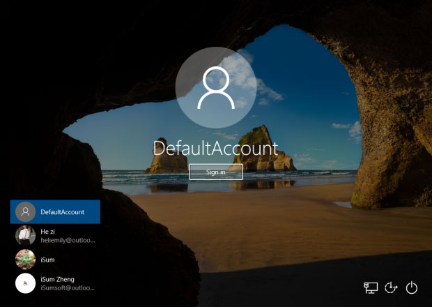 Log into DefaultAccount