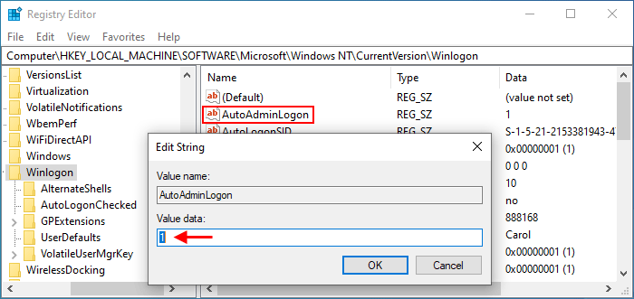 AutoAdminLogon value