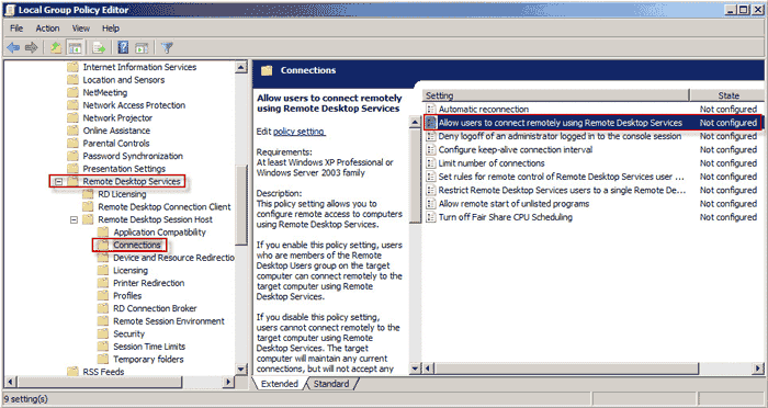 Allow users to connect remotely using Remote Desktop