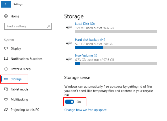 Enable Storage Sense