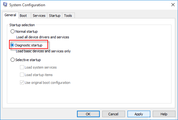 Enable Diagnostic Start mode