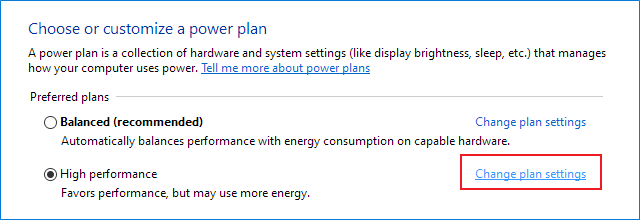 Change Plan Settings