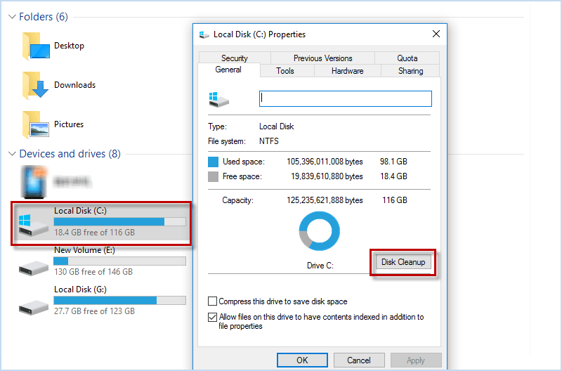 clean c drive for OneDrive folder