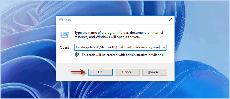 reset OneDrive with Command