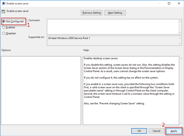 Select Not Configured