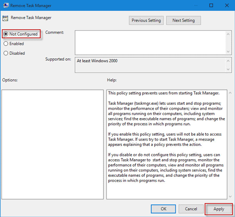 Check Disabled or Not Configured