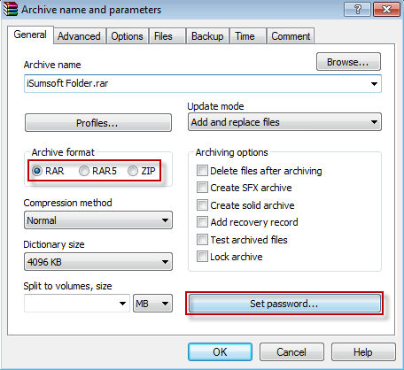 Encrypt archive to lock the folder