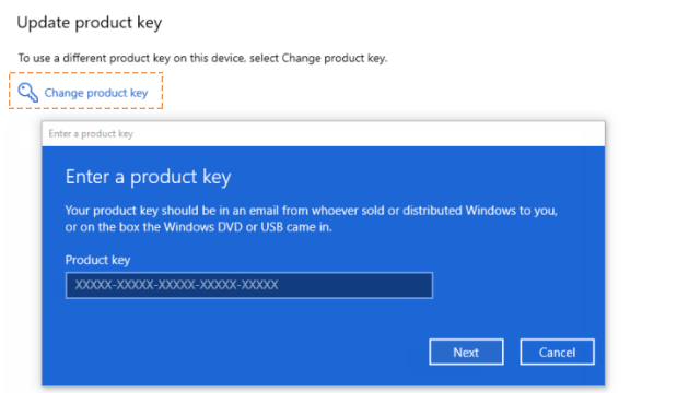 Enter a product key