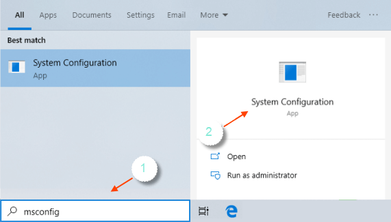 Open msconfig