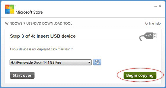 Insert usb device