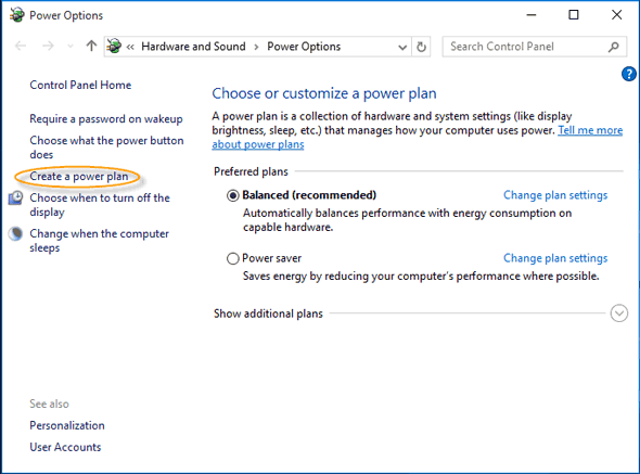 create a power plan