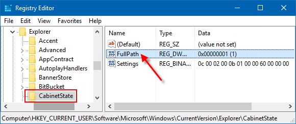 Modify FullPath registry