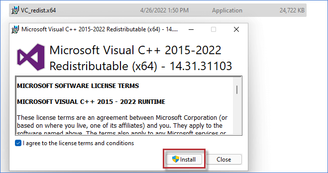Install Visual C++ 