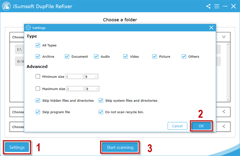 manage scan settings