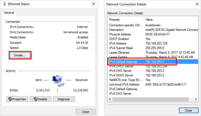 View printer IP Address