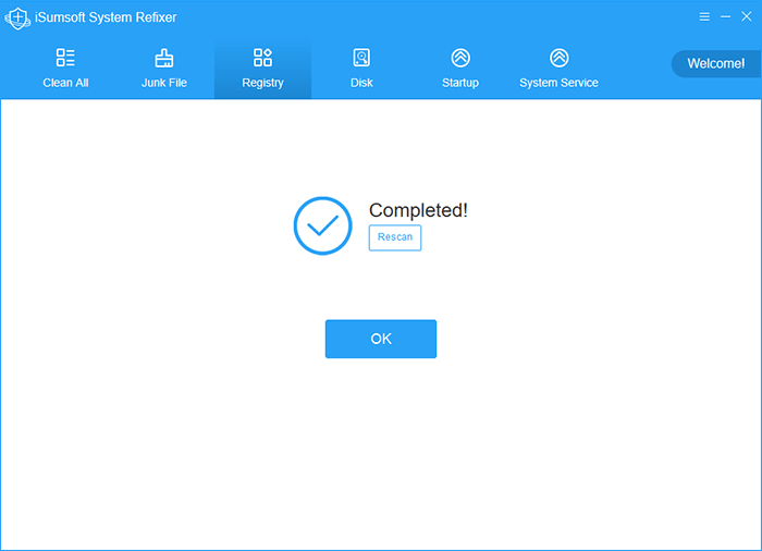 Check the registry after clearing invalid registry entries successfully