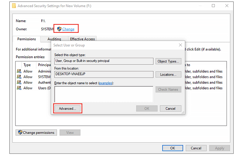 change security settings