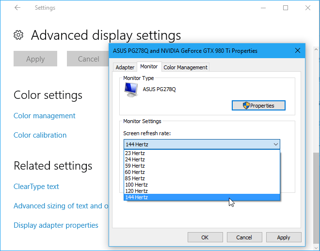 Change display refresh rate