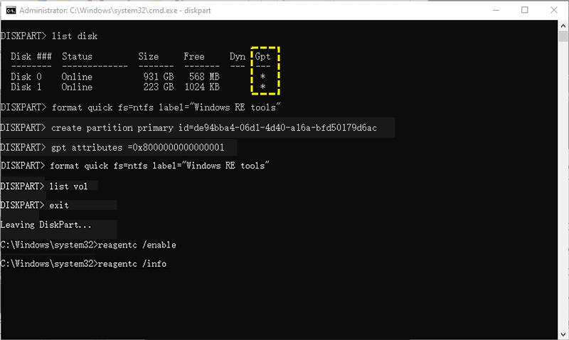 create a new recovery partition