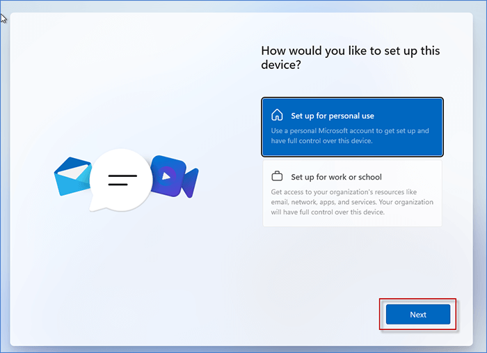 Choose Set up for personal use