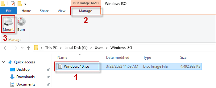 Use Ribbon Menu to mount ISO