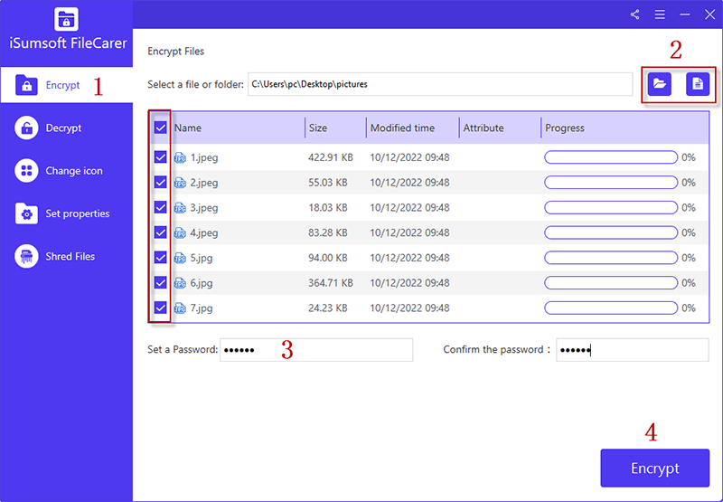 password protect jpeg file with iSumsoft FileCarer