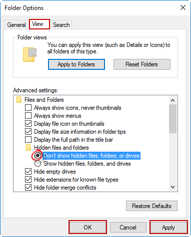 Do not show hidden files