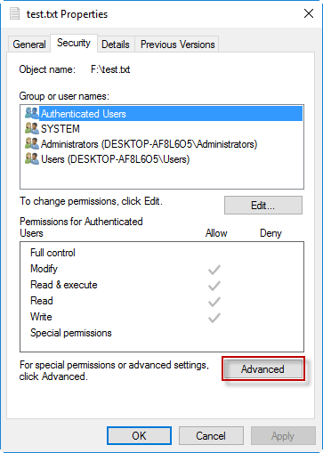 Open advanced settings