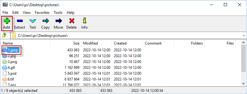 add picture to 7-Zip