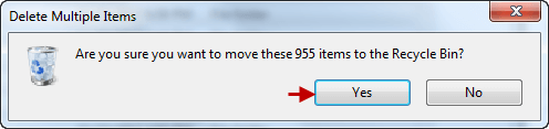 hit yes to delete items 