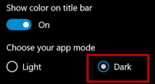 turn on dark theme windows 10