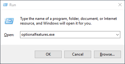 run optionalfeatures.exe