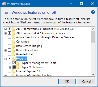 enable Hyper-V