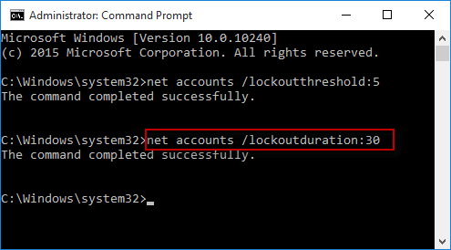 set lockout duration