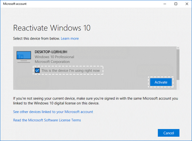 Windows 10 activation troubleshooter