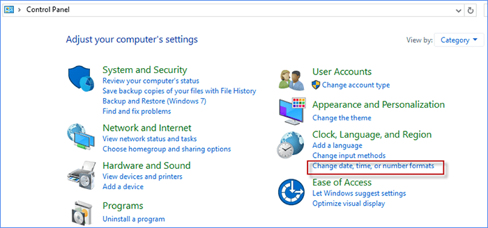click Change date, time, or number format.