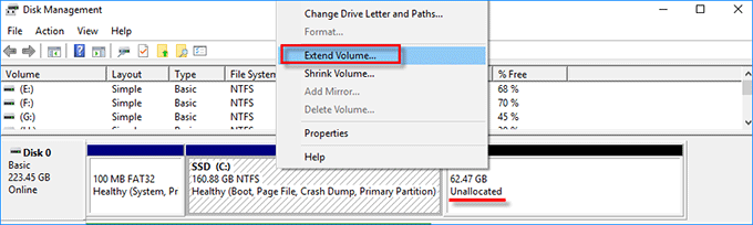 extend volume C