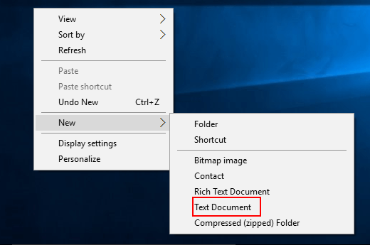 Open Notepad via Context menu