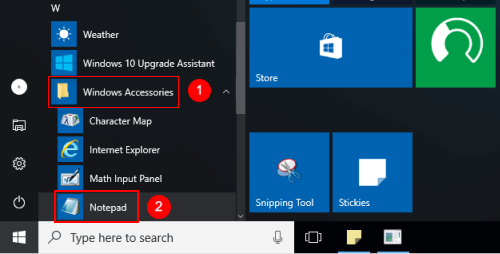 Open Notepad from Start Menu