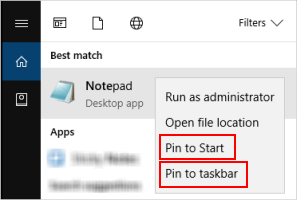 Pin Notepad to Start