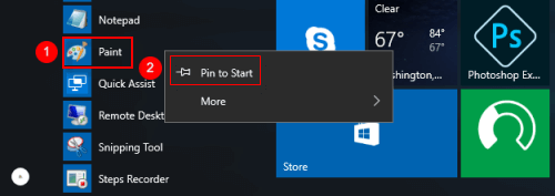 Pin Paint to Start