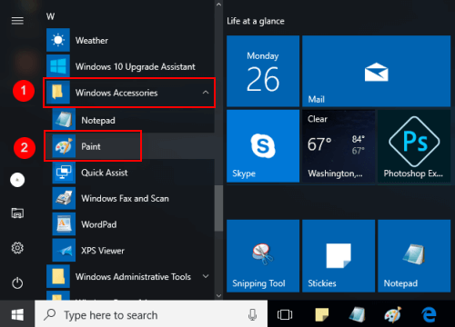 Start Paint from Start Menu