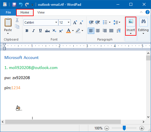 Customize Wordpad