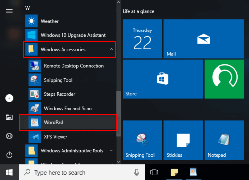 Open Wordpad from All Apps