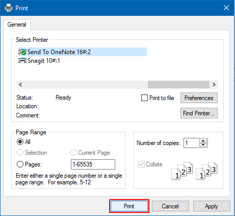 Print a Notepad Document