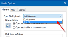 open file explorer to this pc