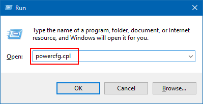 Open Power Options window from Run