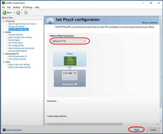 set physx processor